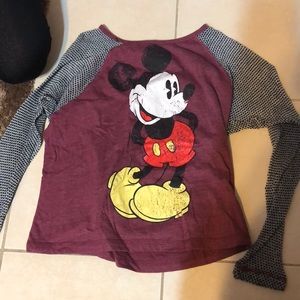 long mesh sleeve mickey shirt